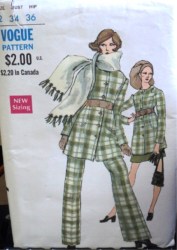 7646 VOGUE 68 SEAM LONG JACKET,SCARF,A-SKIRT,PANTS PATTERN 12 34